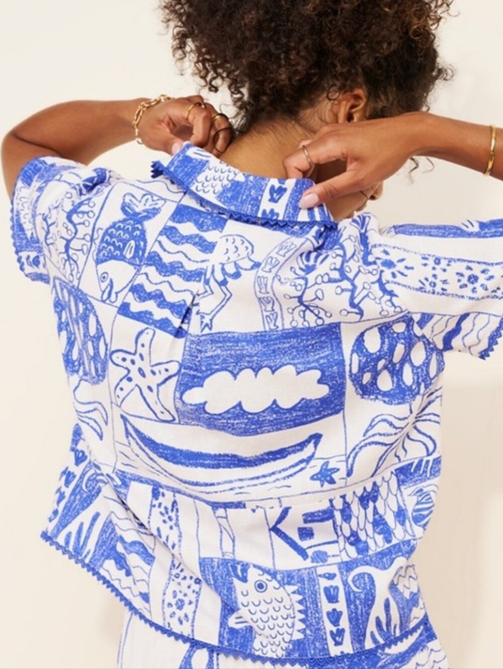 Farm Rio Nautical Short Sleeve Button Up - Picture 2 of 6